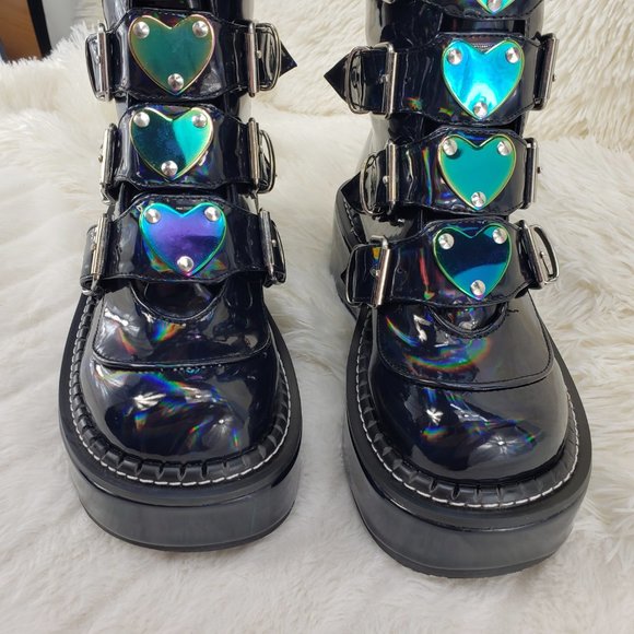 Platform Heart Metal Plates Buckle boot Emily 330 - Picture 15 of 16
